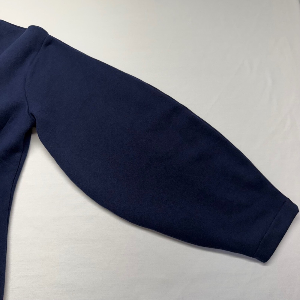 Chan Luu Pinch Waist Cardigan 1 Navy Cotton Fleece Hook Eye Balloon Sleeve - Picture 5 of 12